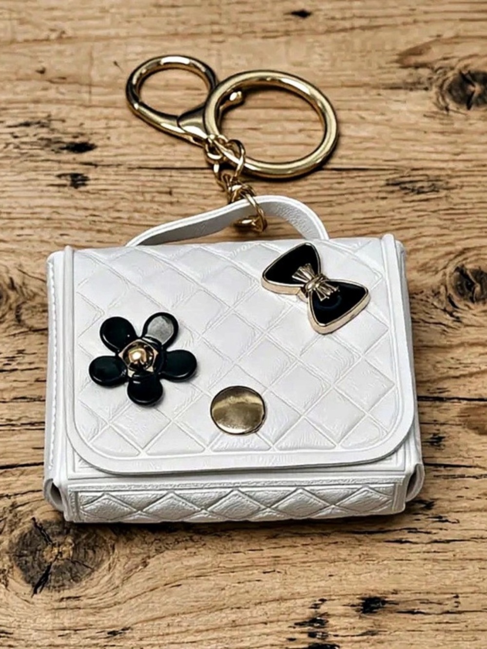 Quilted Mini Bag in White & Black